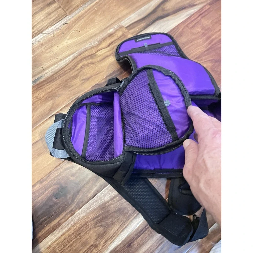 Black Alturo Slingshot Bag- Padded Two Compartments Adjustable‎ Inserts Purple